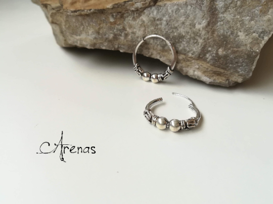 Aros de Plata Bali 18mm - Argollas de Plata - ArenasJewelry