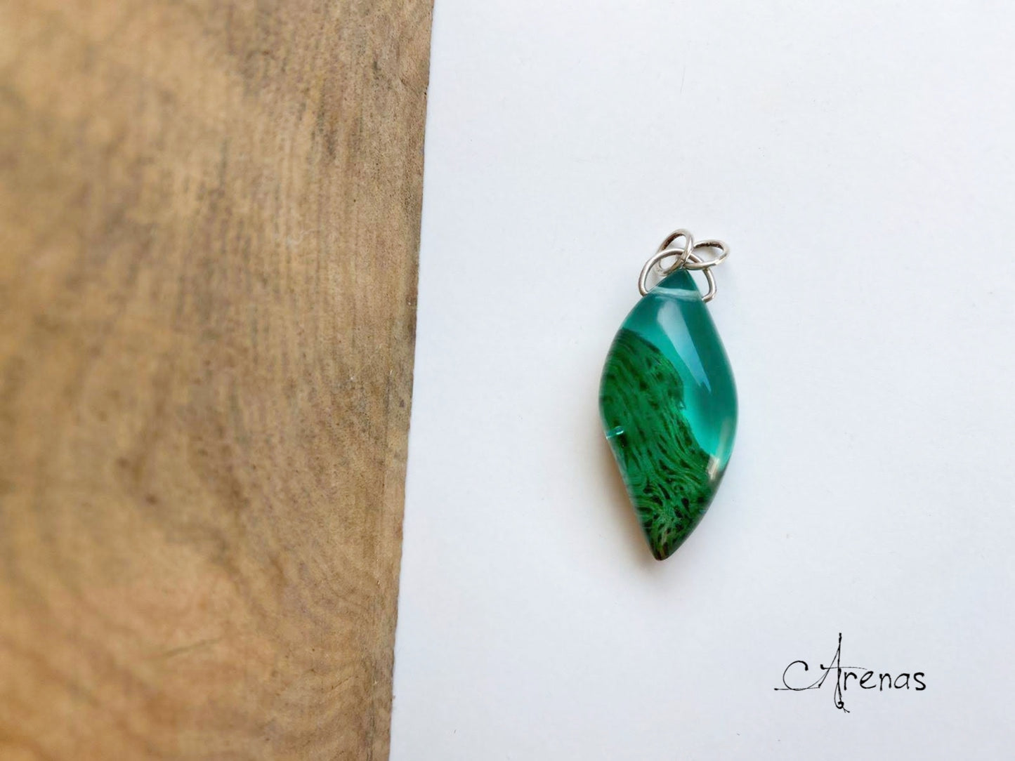 Colgante Resina Epoxi y Maderan | Hoja - ArenasJewelry