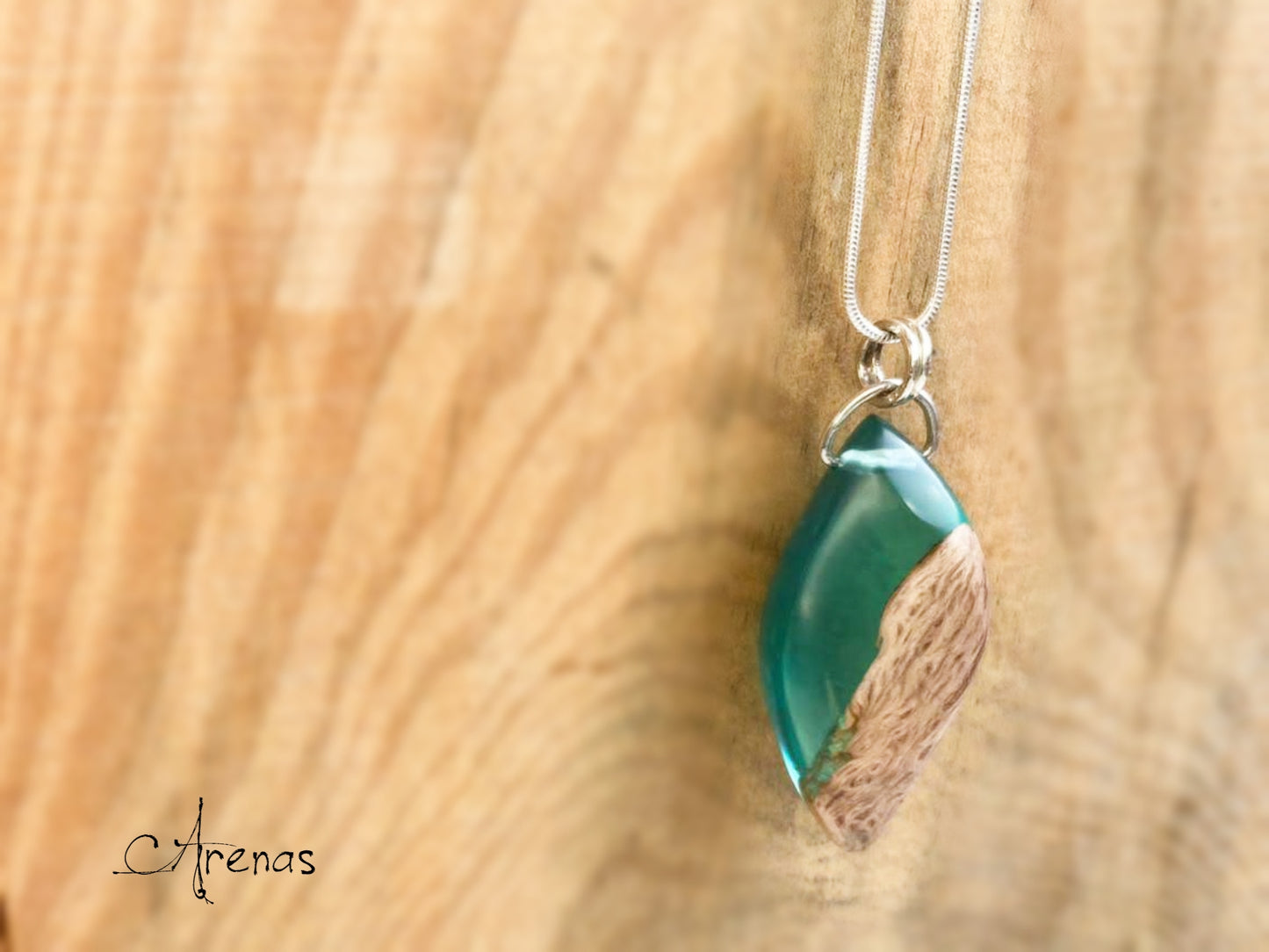 Colgante Resina Epoxi y Maderan | Hoja - ArenasJewelry