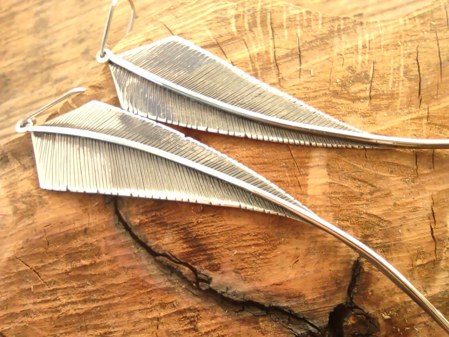 Pendientes Pluma de Plata - ArenasJewelry