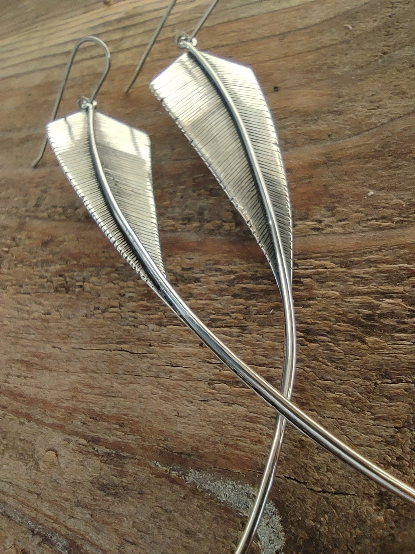 Pendientes Pluma de Plata - ArenasJewelry