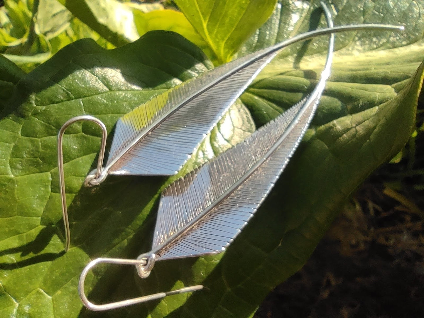 Pendientes Pluma de Plata - ArenasJewelry