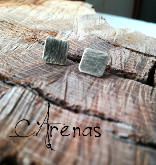 Pendientes Cuadrados Plata Vieja - ArenasJewelry