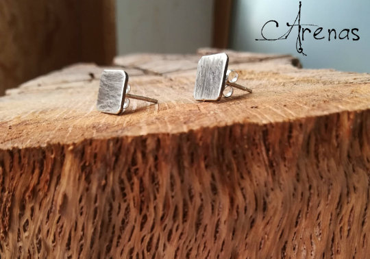 Pendientes Cuadrados Plata Vieja - ArenasJewelry