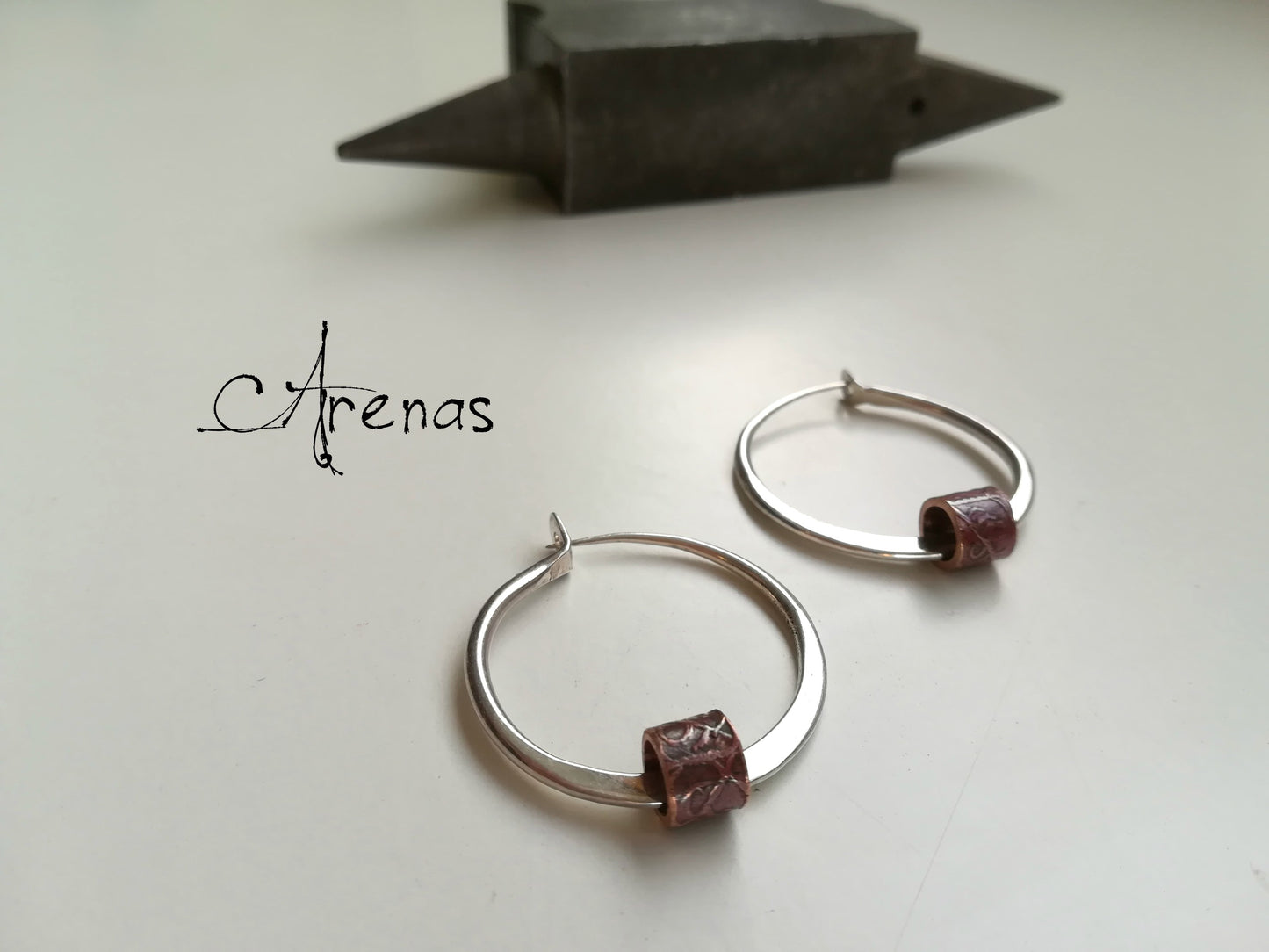 Aros de Plata Maciza y Cobre - Argollas de Plata - ArenasJewelry