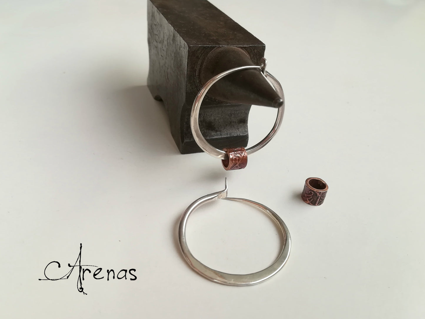 Aros de Plata Maciza y Cobre - Argollas de Plata - ArenasJewelry