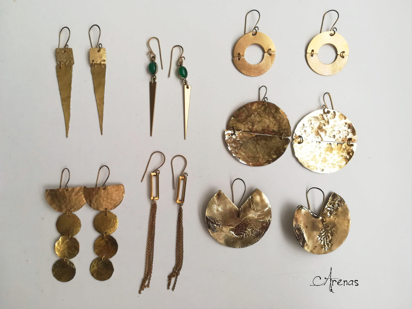 Pendientes de largos de Latón con pico triangular - ArenasJewelry