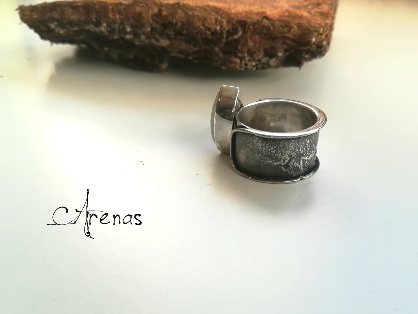 Anillo Piedra Luna Plata 925 Hecho a Mano nº19 (8 3/4US) - ArenasJewelry