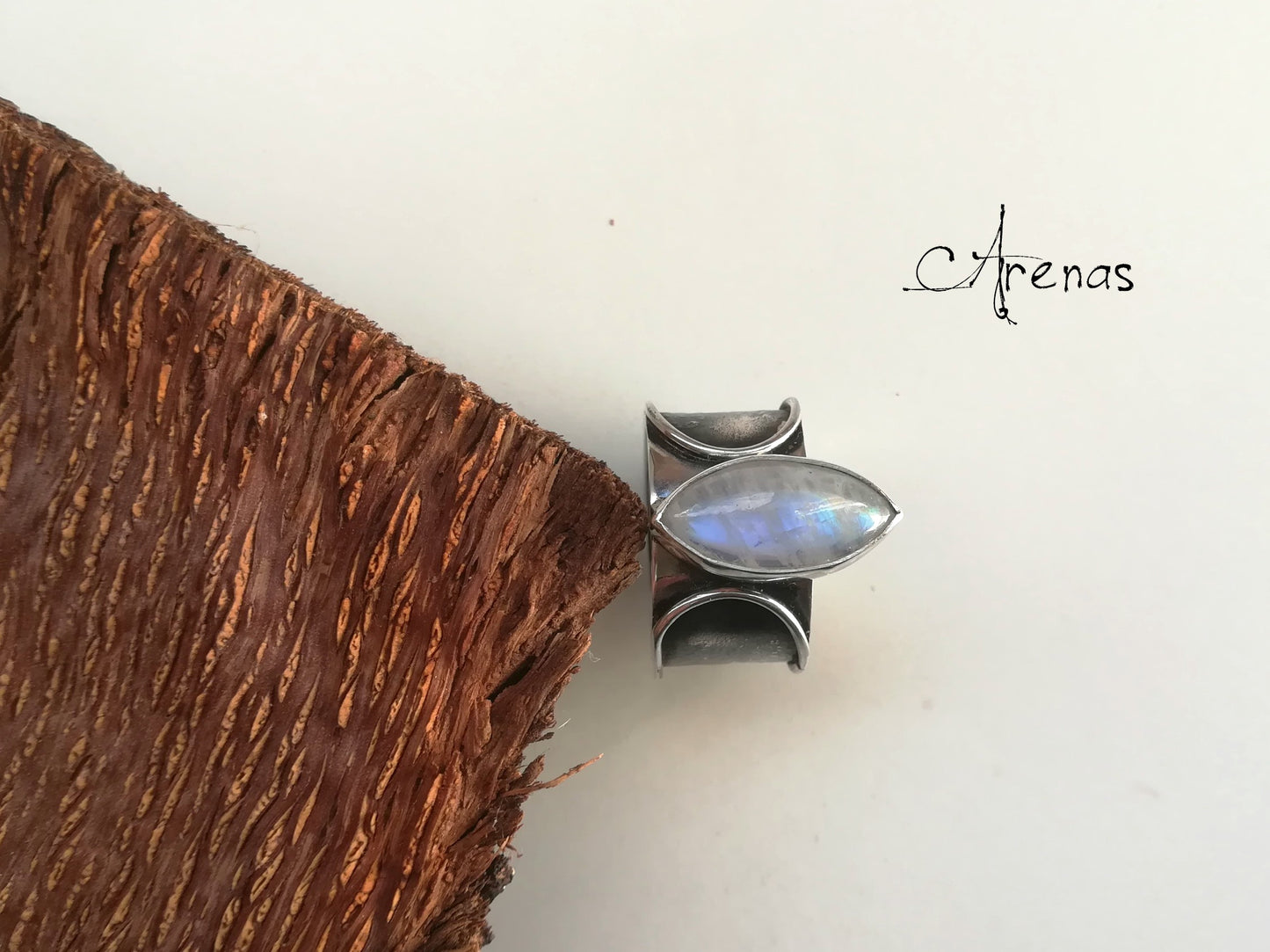 Anillo Piedra Luna Plata 925 Hecho a Mano nº19 (8 3/4US) - ArenasJewelry