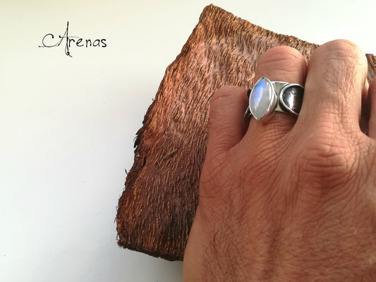 Anillo Piedra Luna Plata 925 Hecho a Mano nº19 (8 3/4US) - ArenasJewelry
