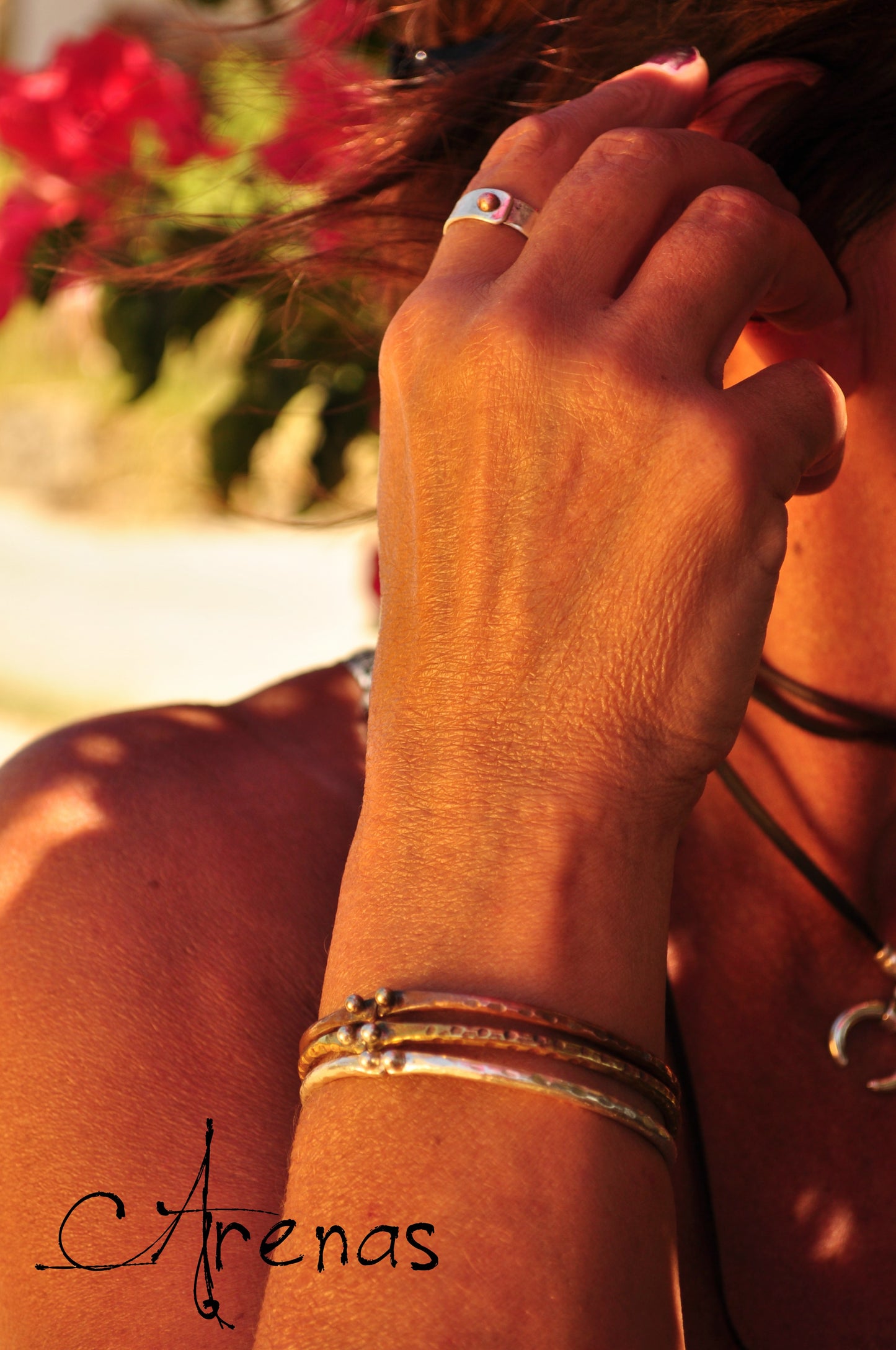 Pulsera de Cobre - Brazalete Rígido - Pulsera Cobre y Plata - ArenasJewelry