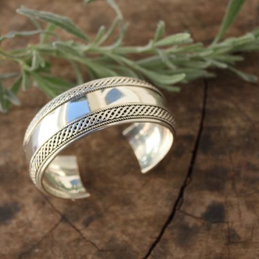 Brazalete de Plata modelo Media Caña - ArenasJewelry