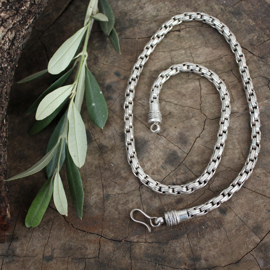 Cadena de plata, colgante en plata modelo cuerda plana - ArenasJewelry