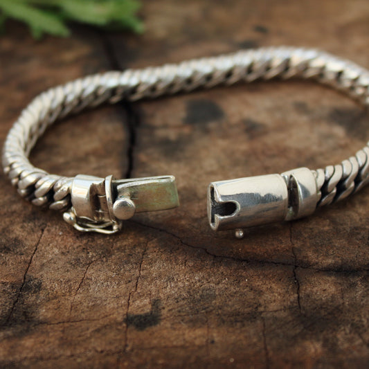 Pulsera de plata de ley 925, Modelo Cubana Doble con cierre |  Arenas Jewelry - ArenasJewelry