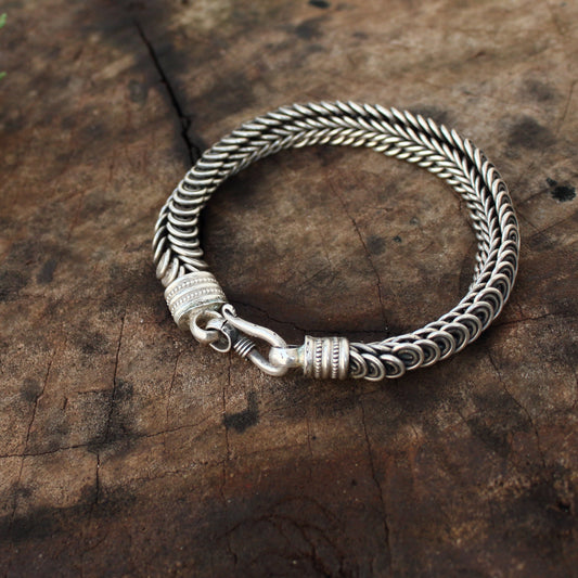 Pulsera de plata de ley 925 Modelo Escamas Espirales 20cm | pulsera articulada | Arenas Jewelry - ArenasJewelry