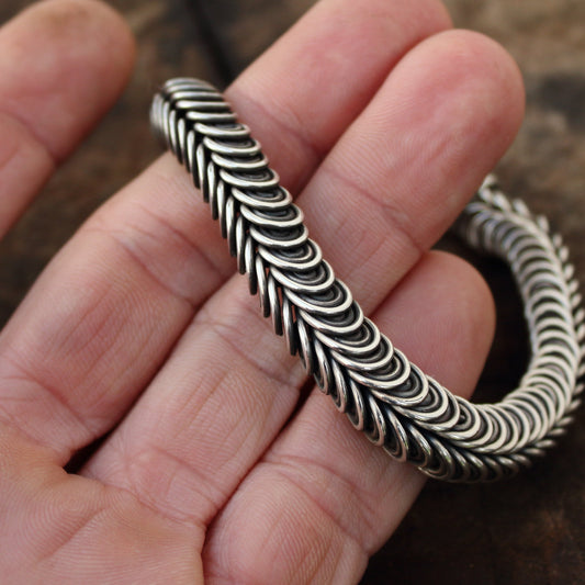 Pulsera de plata de ley 925 Modelo Escamas Espirales 20cm | pulsera articulada | Arenas Jewelry - ArenasJewelry