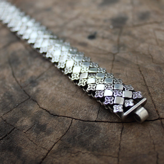 Pulsera de plata de ley 925, modelo rombo 19 cm | pulsera articulada | Arenas Jewelry - ArenasJewelry