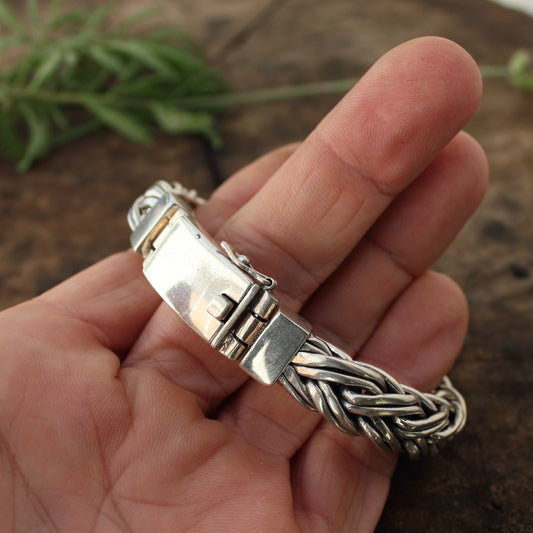 Pulsera Gruesa de plata de ley 925 | pulsera articulada | Arenas Jewelry - ArenasJewelry