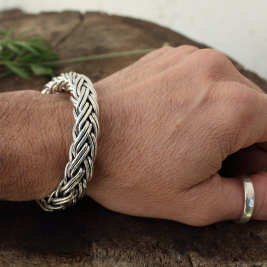 Pulsera Gruesa de plata de ley 925 | pulsera articulada | Arenas Jewelry - ArenasJewelry