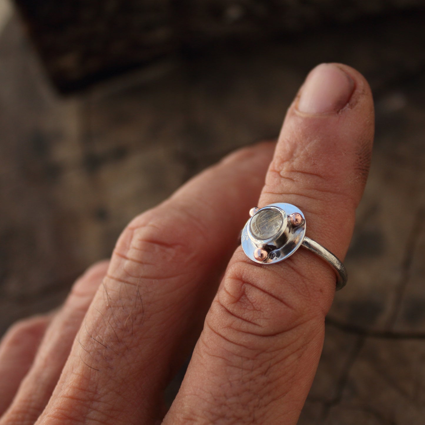 Anillo de Cuarzo Rutilado y  Plata de Ley | Hecho a Mano Talla 14