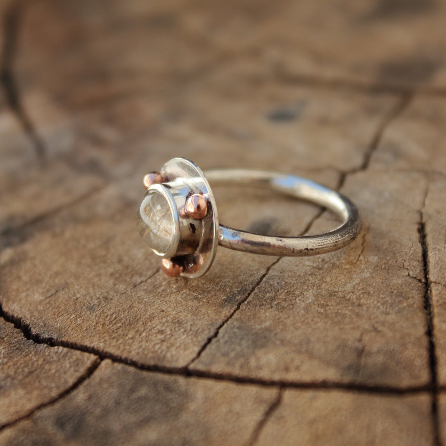 Anillo de Cuarzo Rutilado y  Plata de Ley | Hecho a Mano Talla 14