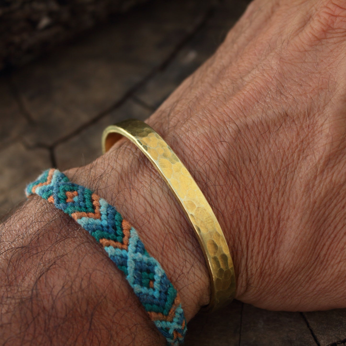 Pulsera de Laton Rústica - Brazalete Rigido Abierto