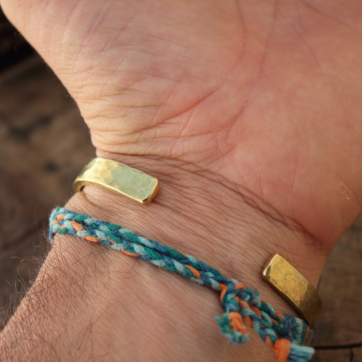 Pulsera de Laton Rústica - Brazalete Rigido Abierto