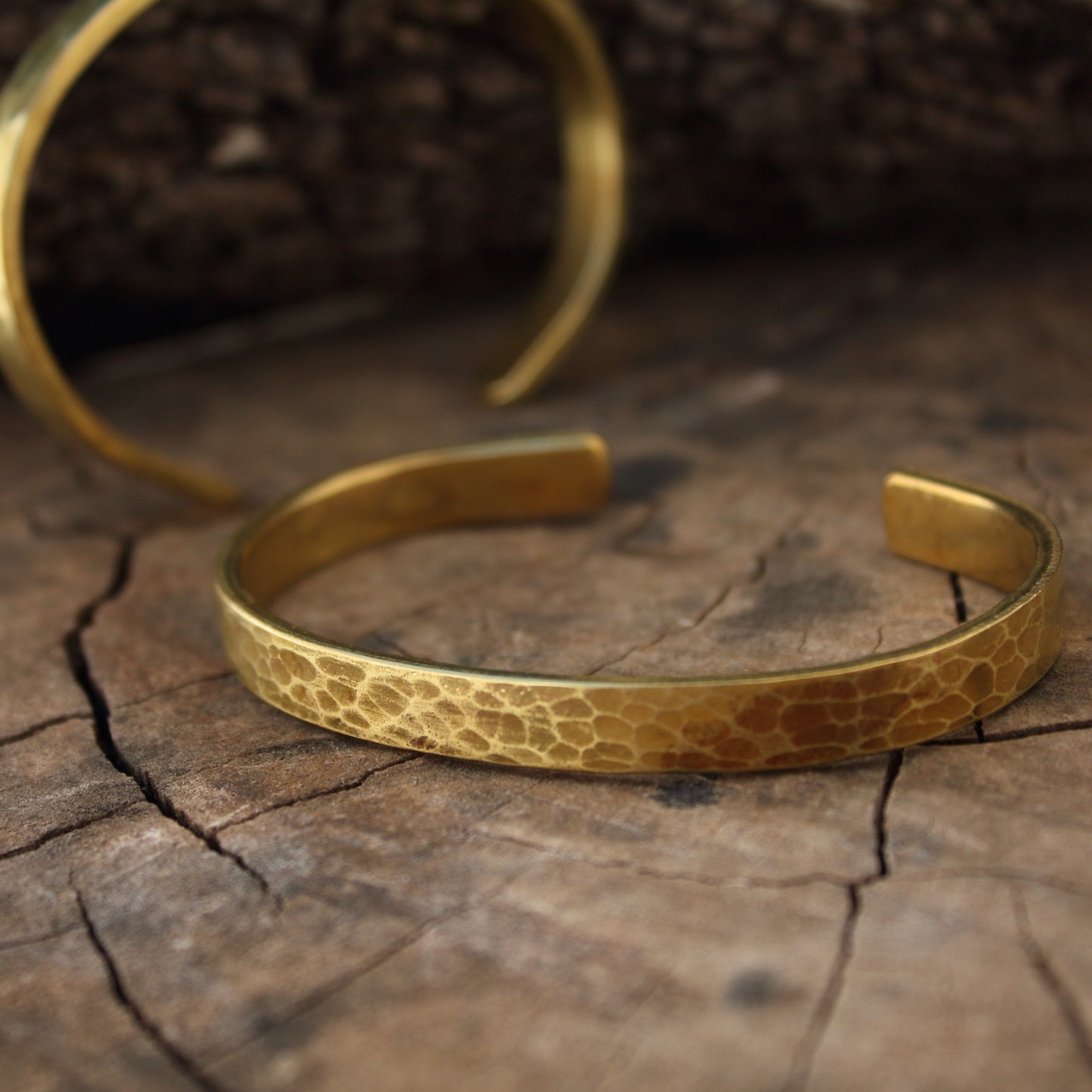 Pulsera de Laton Rústica - Brazalete Rigido Abierto