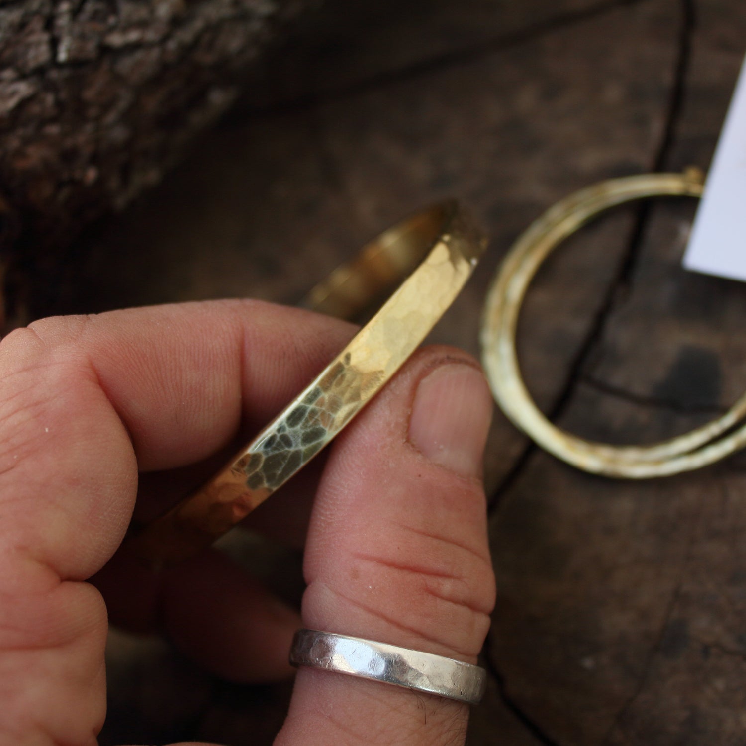 Pulsera de Laton Maciza - Brazalete Rigido - Pulsera Laton Rústica - ArenasJewelry