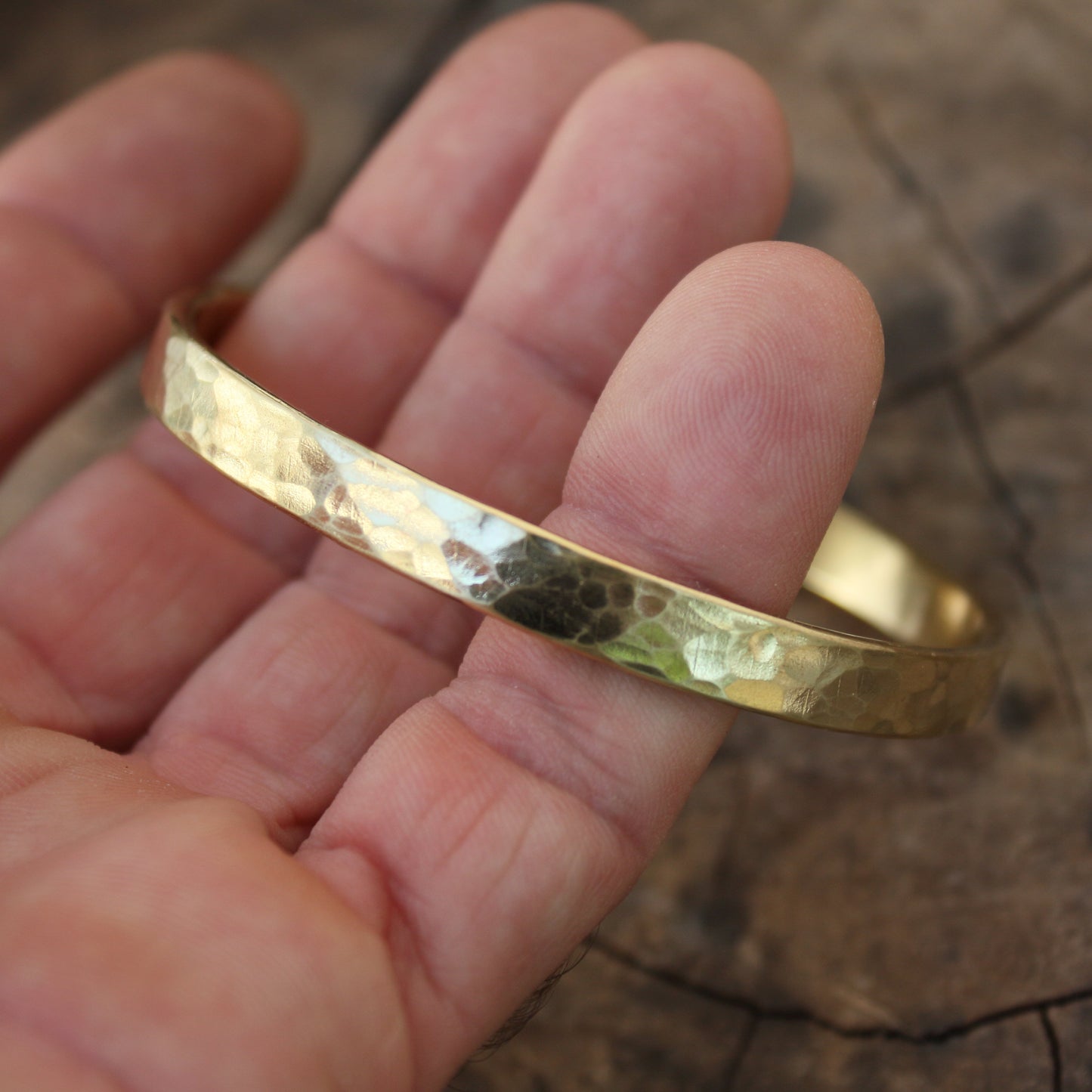 Pulsera de Laton Maciza - Brazalete Rigido - Pulsera Laton Rústica - ArenasJewelry