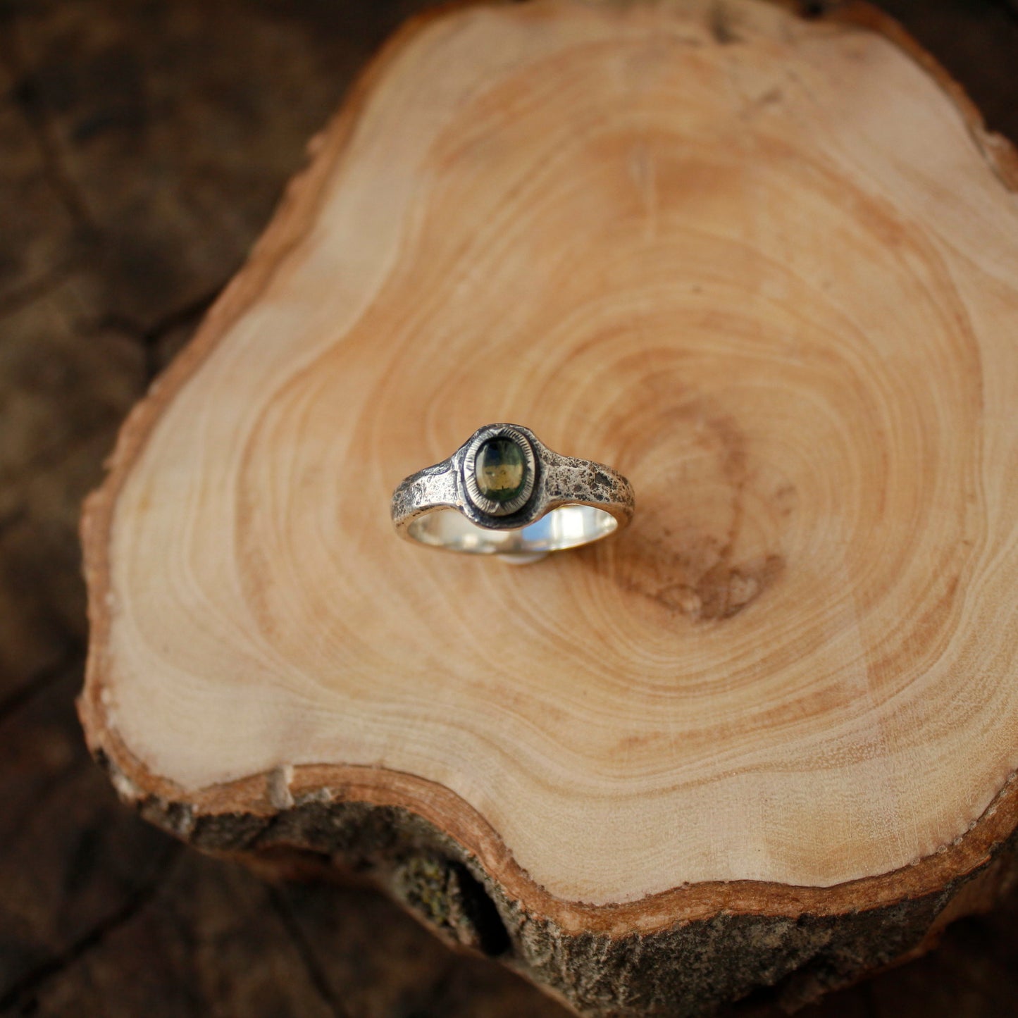 Anillo de Turmalina Rosa y  Plata de Ley | Hecho a Mano Talla 16 (7 1/2US)