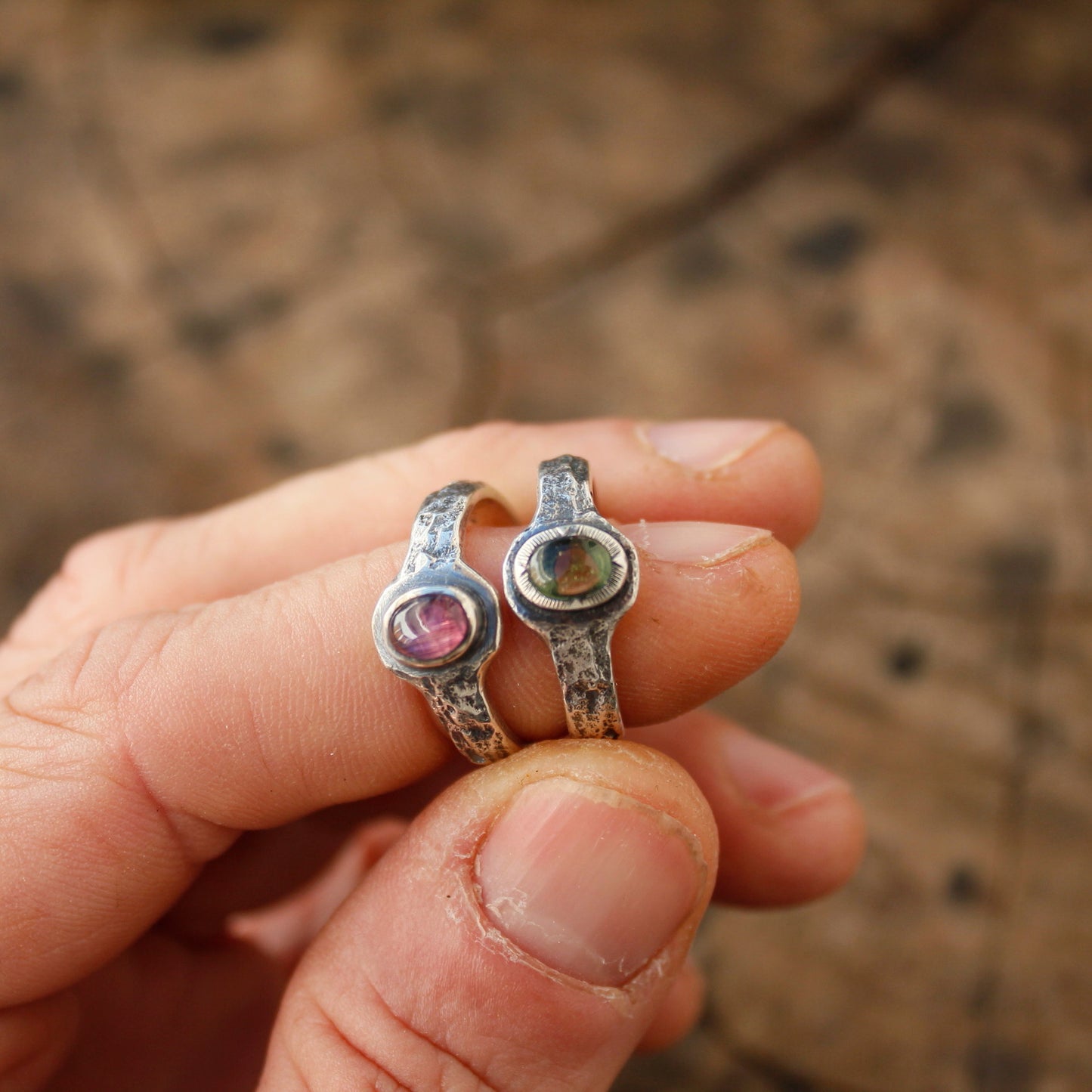 Anillo de Turmalina Rosa y  Plata de Ley | Hecho a Mano Talla 16 (7 1/2US)