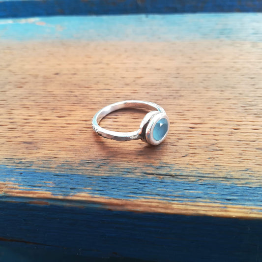 Anillo de Aguamarina y  Plata de Ley | Hecho a Mano Talla 18 (8 1/2US) - ArenasJewelry