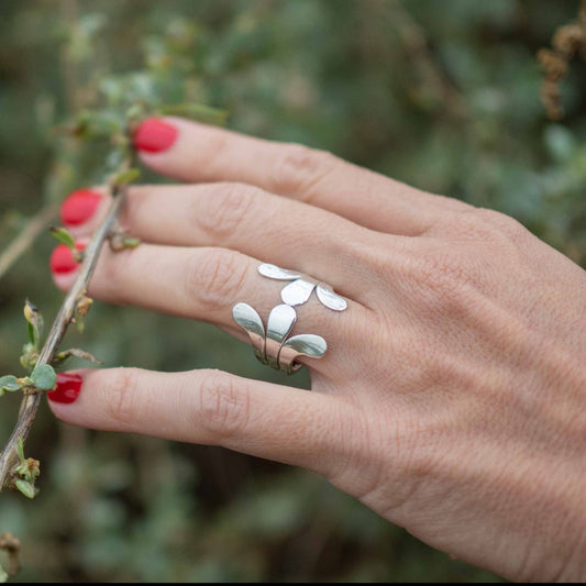 Anillo de Plata modelo Hojas Talla 15 - ArenasJewelry