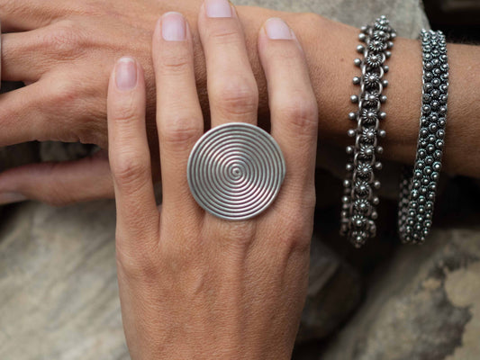 Anillo Espiral grande de Plata Talla 12 - ArenasJewelry