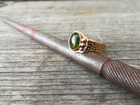 Anillo de Turmalina y  baño de oro | Hecho a Mano Talla 15 - ArenasJewelry