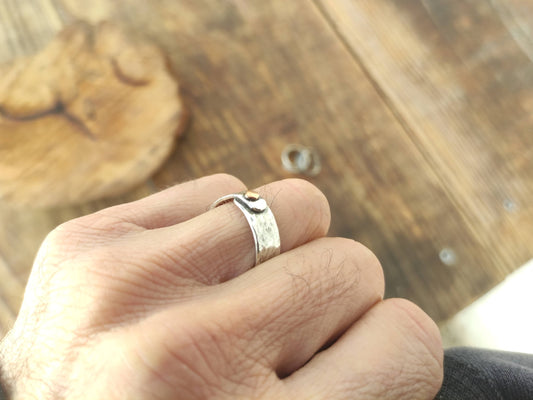 Anillo de Plata y Cobre Texturizado | Hecho a medida - ArenasJewelry