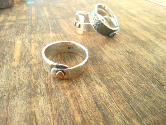 Anillo de Plata y Cobre Texturizado | Hecho a medida - ArenasJewelry