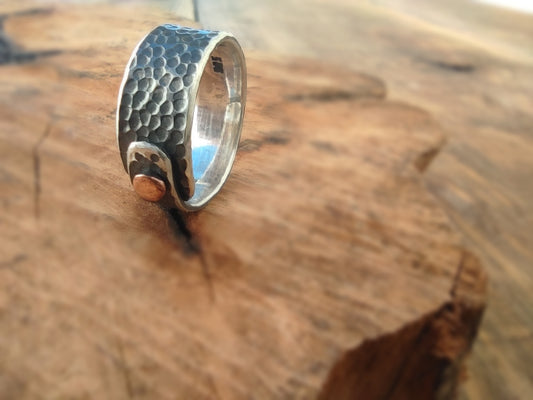 Anillo de Plata Envejecida y Cobre III Texturizado | Hecho a medida - ArenasJewelry