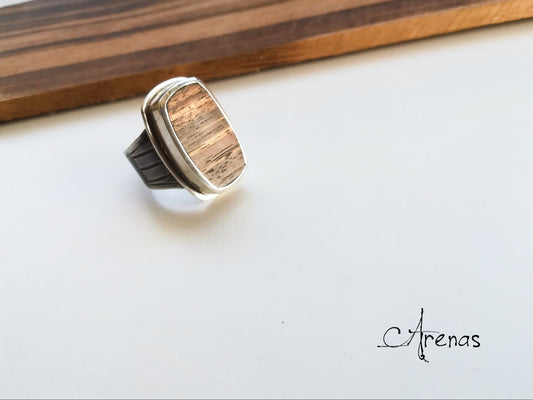 Anillo Plata de Ley y Madera Muicaratiara  nº 15 - ArenasJewelry