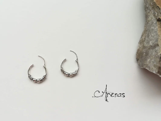 Aros de Plata Bali 18mm -  Argollas de Plata - ArenasJewelry