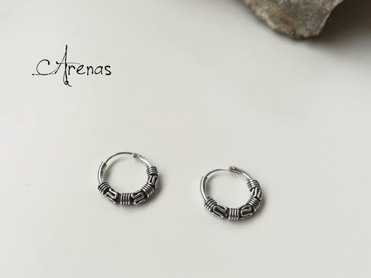 Aros de Plata Bali 16mm - Argollas de Plata - ArenasJewelry