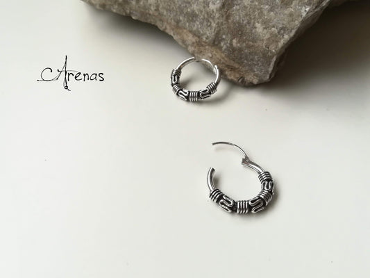 Aros de Plata Bali 16mm - Argollas de Plata - ArenasJewelry
