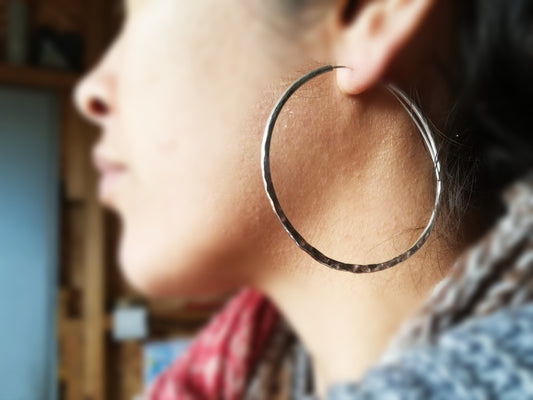 Aros martillados en Plata de Ley | Grande, Medianos y Pequeños - ArenasJewelry