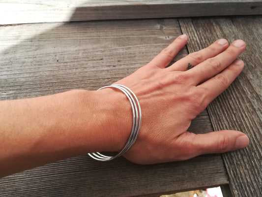 Set de Pulseras de Plata de Ley - Brazaletes Rígidos - ArenasJewelry