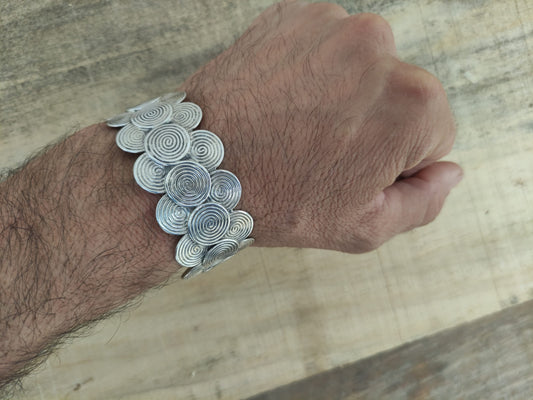 Pulsera Rígida de Plata de Ley con Espirales - ArenasJewelry