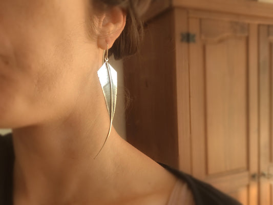 Pendientes Pluma de Plata - ArenasJewelry