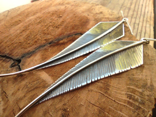 Pendientes Pluma de Plata - ArenasJewelry