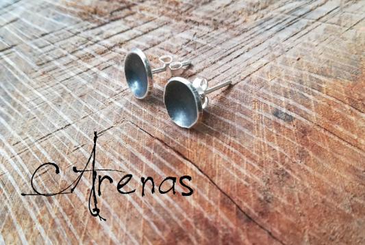 Pendientes plata vieja redondos boton - ArenasJewelry