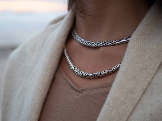 Gargantilla de Plata modelo Trenza Doble - ArenasJewelry